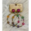 Pink Panache Women's Beaded Flower Hoop Earrings In Multi In Multi