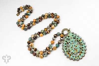 Pink Panache Women's Crackle Santa Fe Necklace In Turquoise In Multi