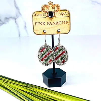Pink Panache Women's Crystal Earrings In Red/white/green In Gold