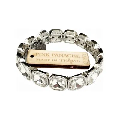 Pink Panache Women's Crystal Stretchy Bracelet In Clear/silver In Metallic