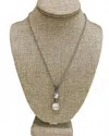 Pink Panache Women's Double Crystal Pendant Necklace In Silver In Metallic