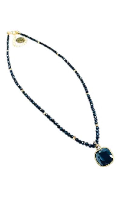 Pink Panache Women's Jet Crystal Necklace In Black In Blue