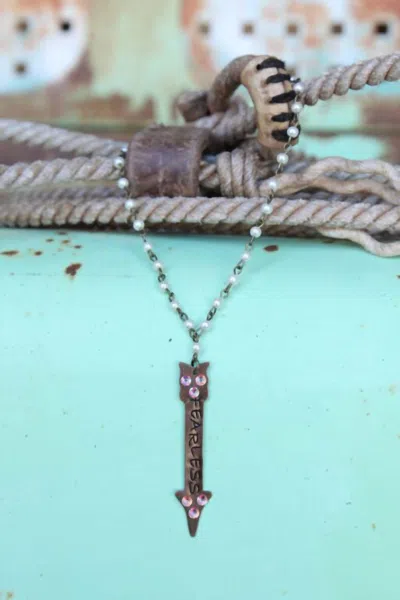 Pink Panache Women's Pearl Chain Linked Fearless Stamped Arrow Necklace In Multi