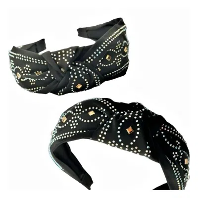 Pink Panache Women's Rhinestone Rodeo Knot Headband In Black