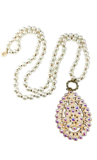 Pink Panache Women's Santa Fe Teardrop Pearl Necklace In Gold