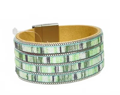 Pink Panache Women's Shades Of Green Cuff Bracelet