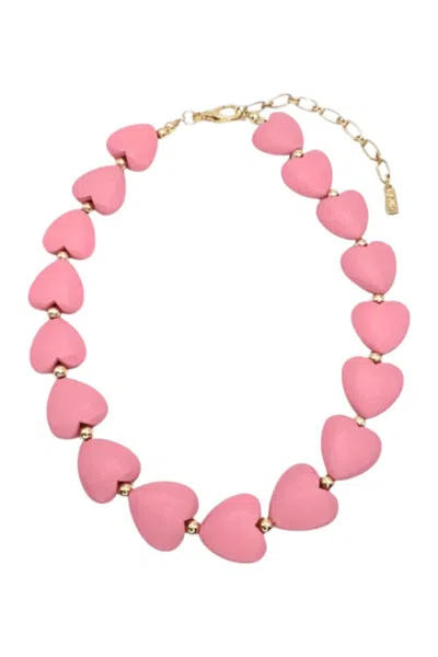 Pink Panache Women's Wood Heart Necklace In Pink