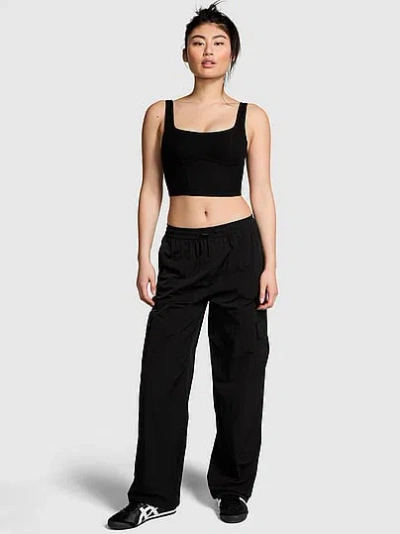 Pink Parachute Cargo Pants In Black