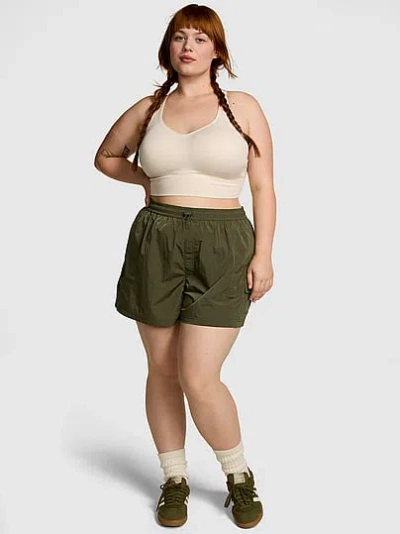 Pink Parachute Cargo Shorts In Green