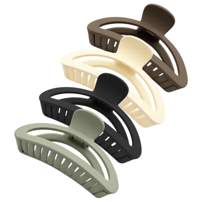 Pink Pewter Crescent Moon Claw Hair Clips