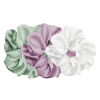 Pink Pewter Luxe Plush Scrunchies - Silver Mist