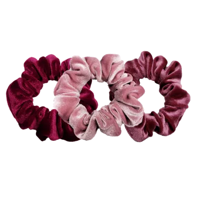 Pink Pewter Luxe Velvet Scrunchies - Cherry Berry