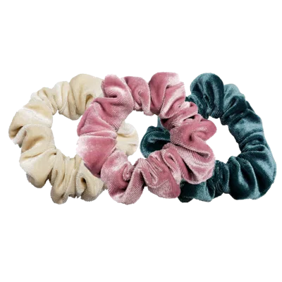 Pink Pewter Luxe Velvet Scrunchies - Cottom Candy