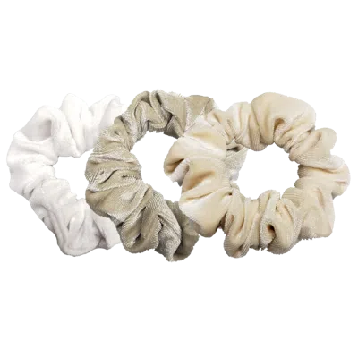 Pink Pewter Luxe Velvet Scrunchies - Vanilla Bean In Brown
