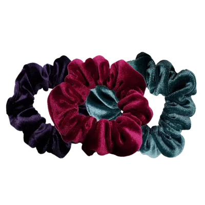 Pink Pewter Luxe Velvet Scrunchies - Wild Berry In Purple