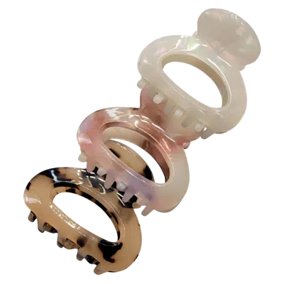 Pink Pewter Marbled Mini Claw Hair Clips