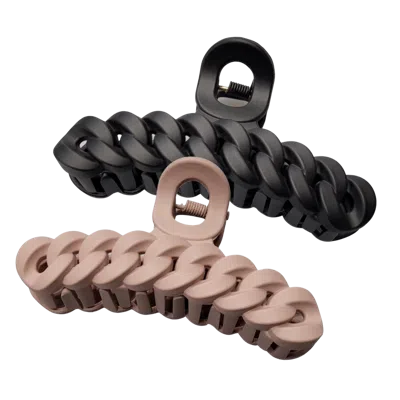 Pink Pewter Matte Chain Link Claw Hair Clips