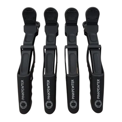 Pink Pewter Professional Crocodile Grip No-slip Sectioning Clips - Black