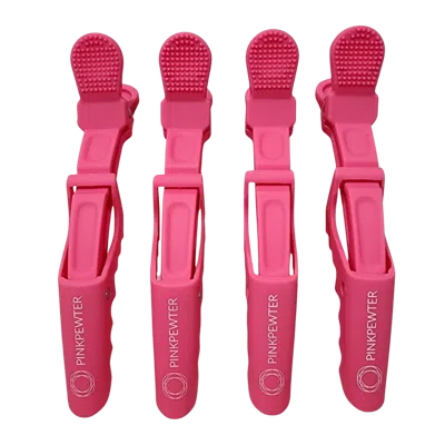 Pink Pewter Professional Crocodile Grip No-slip Sectioning Clips - Pink