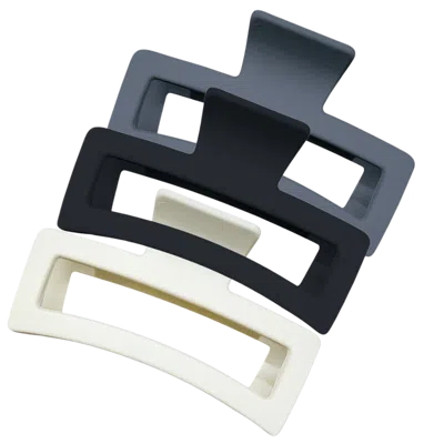 Pink Pewter Rectangle Oversized Claw Hair Clips