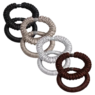 Pink Pewter Soft Satin Ruffle Elastics