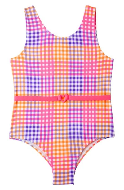 Pink Platinum Babies' Gingham One-piece Swimsuit In Pink