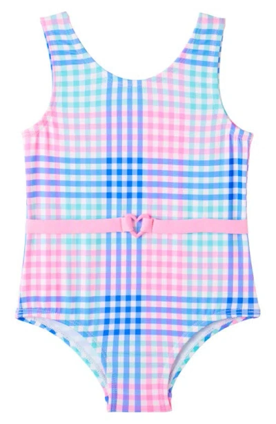 Pink Platinum Babies' Gingham One-piece Swimsuit In Seafoam