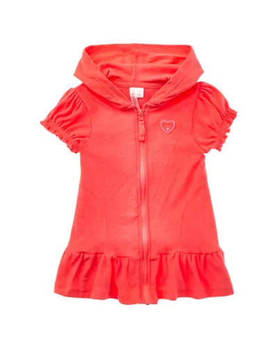 Pink Platinum Kids' Hooded Terry Coverup In Pink