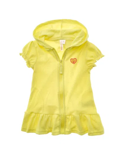 Pink Platinum Kids' Hooded Terry Coverup In Yellow
