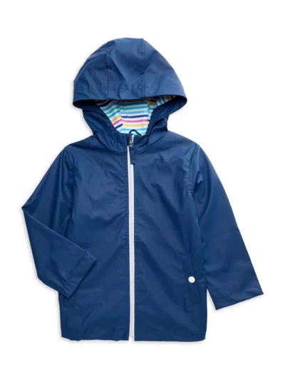 Pink Platinum Kids' Little Girl's Hooded Rain Jacket In Navy