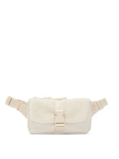 Pink Plush Teddy Convertible Sling Bag In Sand