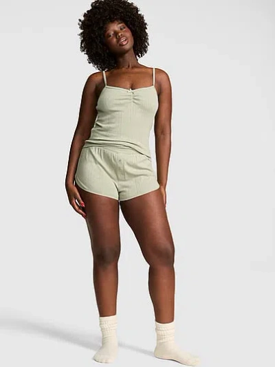 Pink Pointelle Bow Boxer Shorts In Orange