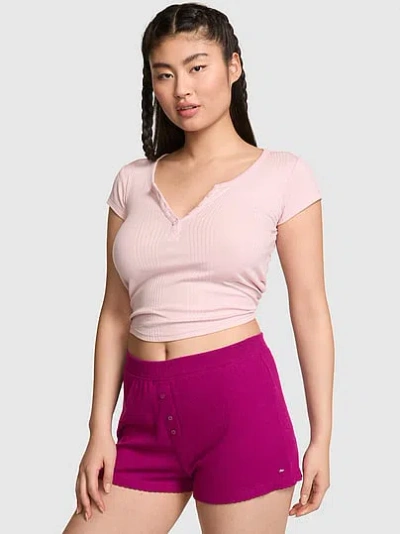 Pink Pointelle Boxer Shorts In