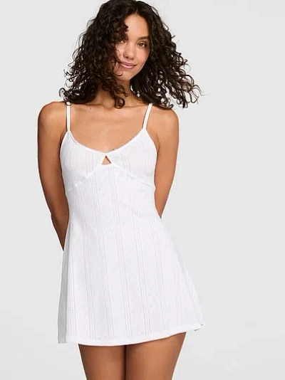 Pink Pointelle Charm Slip Dress In Multi