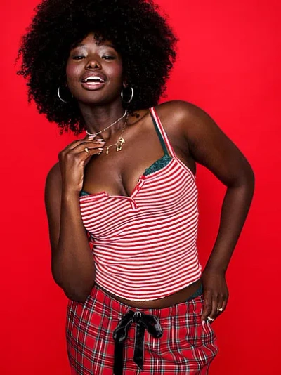 Pink Pointelle Henley Cami In