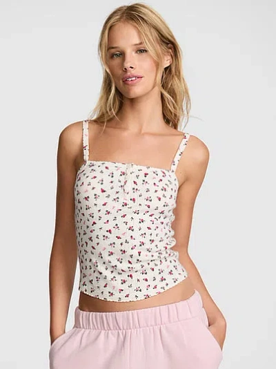 Pink Pointelle Henley Cami In