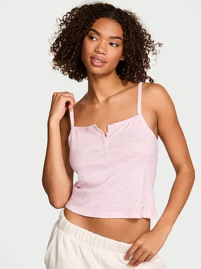 Pink Pointelle Henley Cami In