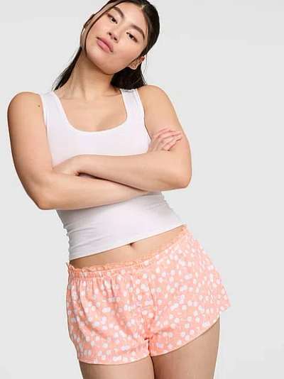 Pink Pointelle Micro Pajama Shorts In White