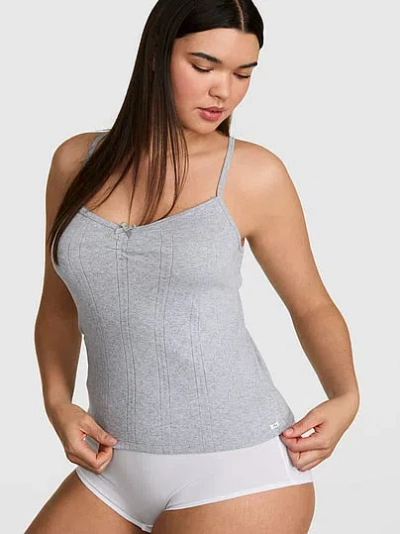Pink Pointelle Sweetheart Cami In Gray