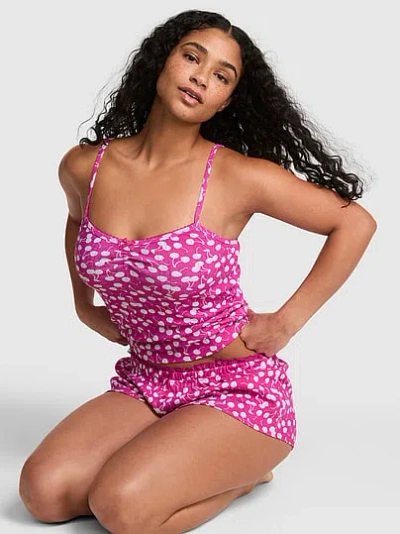 Pink Pointelle Sweetheart Cami In Multi