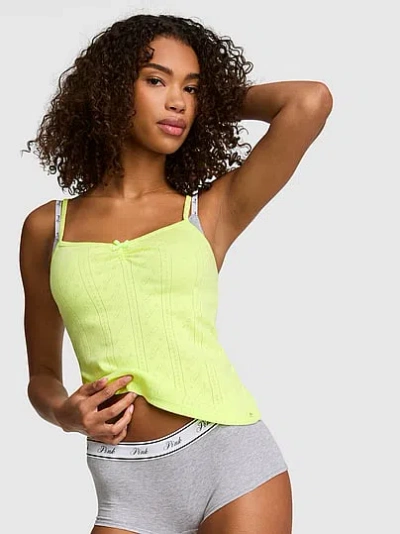 Pink Pointelle Sweetheart Cami In Multi