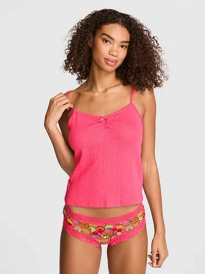 Pink Pointelle Sweetheart Cami In