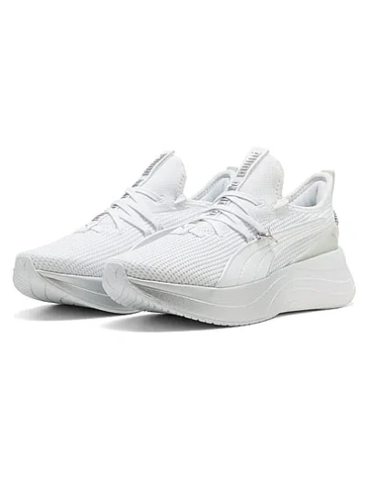 Pink Puma Softride Sabrina Polished Chrome Sneakers In White