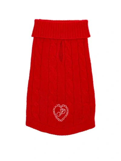 Pink Pup Pet Sweater In Red