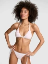 Pink Push-up Triangle String Bikini Top In Animal Print