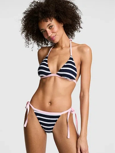 Pink Push-up Triangle String Bikini Top In Animal Print