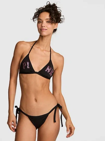 Pink Push-up Triangle String Bikini Top In Multi