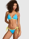 Pink Push-up Triangle String Bikini Top In Blue