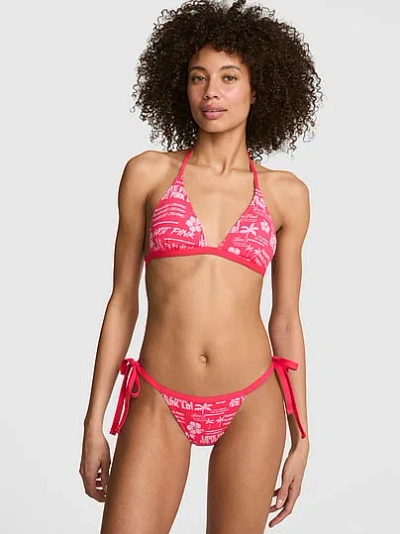 Pink Push-up Triangle String Bikini Top In