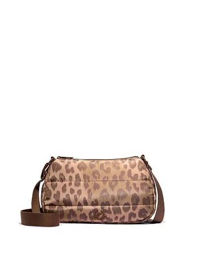 Pink Quilted Puffer Mini Hobo Bag In Animal Print